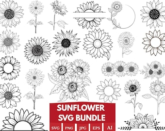 Sunflower SVG Bundle: Cricut, Silhouette, Printing (Digital Download)