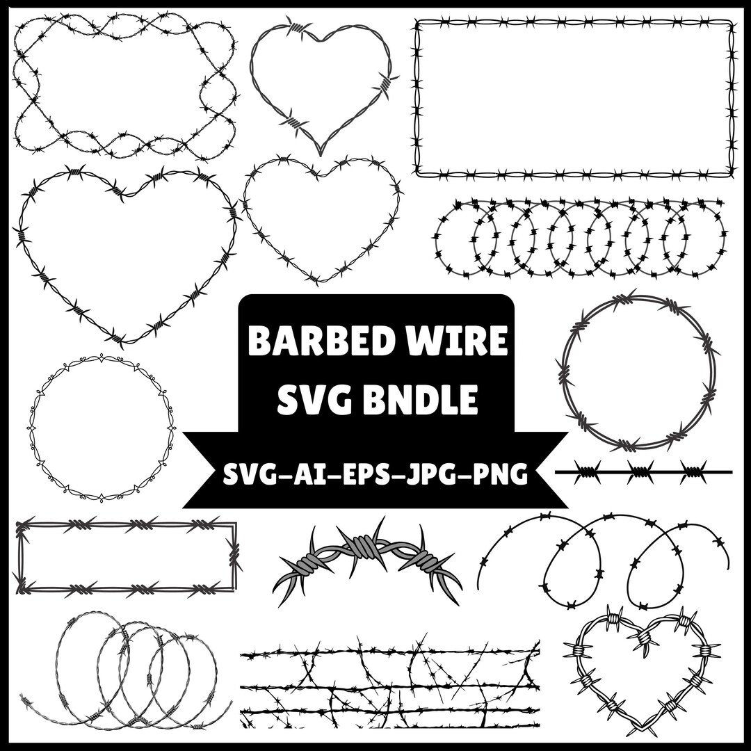 Barbed Wire Svg, Barbed Wire Frame Silhouette, Barbed Wire Clipart ...