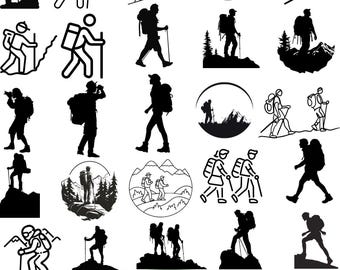 Hiking SVG Bundle: Forest Scene Clipart (Digital Download)