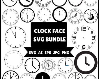 Modern Clock Face SVG Design Bundle, Wall Art (Instant Download)