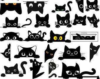 spähende Katzenrasse Silhouetten: SVG PNG Clipart Bundle (digitaler Download)
