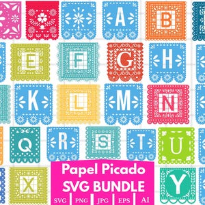 Papel Picado SVG Bundle,Papel Picado Clipart,Papel Picado Banner,Mexican Art Svg,Papel Picado Font Svg,Dia De Los Muertos,Instant Download.