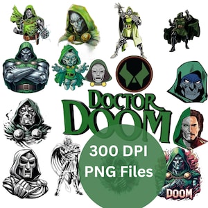 Paquete PNG de villano de cómic / Clipart del Dr. Doom / Archivos de sublimación para camisetas, impresiones de pared, calcomanías y más