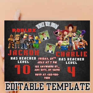 Joint Birthday Invitation: Sibling Party, Boy and Girl (Digital Template, 5x7&quot; PDF)