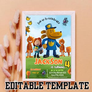 Plantilla de invitación de cumpleaños de &quot;Perro Man&quot;: Invitación editable en Canva (5x7, descarga digital)