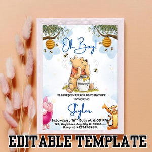 Winnie-the-pooh BABY SHOWER Invitation Classic Winnie Pooh Baby Shower Winnie-the-pooh Invitations Baby Shower Winnie-the-pooh Vertical
