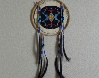 Native American Sioux Design Beaded Shield - Handmade