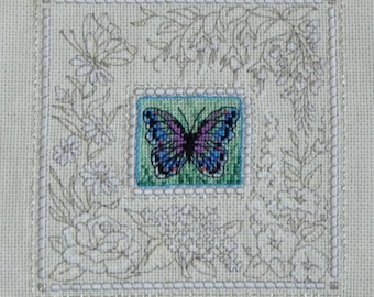 Butterfly Portrait Cross Stitch Picture - Completed & Handmade