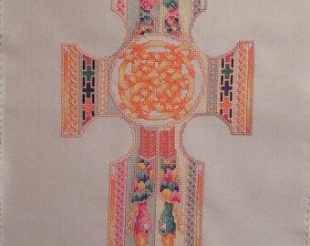 Celtic Knots Cross Cross Stitch Picture - Completed & Handmade