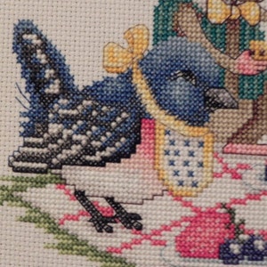 Animal Picnic Cross Stitch Picture Completed & Handmade image 4