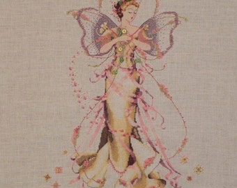 Pearl Fairy Cross Stitch Picture - Completed & Handmade