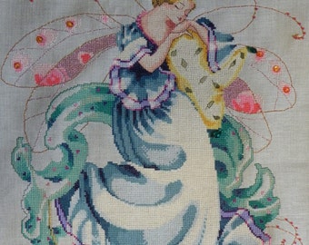 Sleeping Fairy Cross Stitch Picture - Completed & Handmade