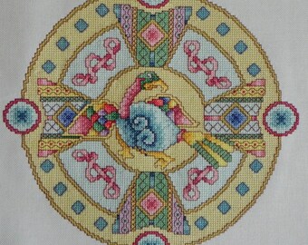 Celtic Durrow Medallion Cross Stitch Picture - Completed & Handmade