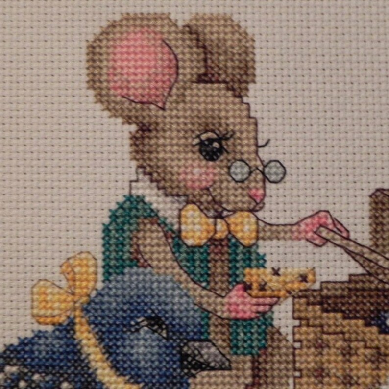 Animal Picnic Cross Stitch Picture Completed & Handmade image 5