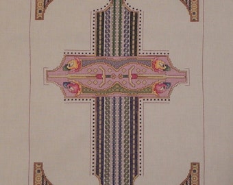 Celtic Tara Cross Cross Stitch Picture - Completed & Handmade