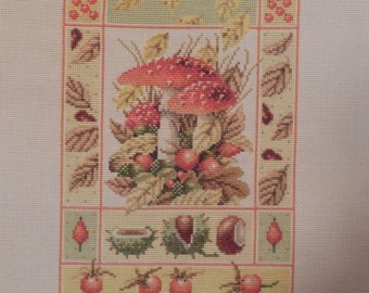 Autumn Bouquet Montage Cross Stitch Picture - Completed & Handmade