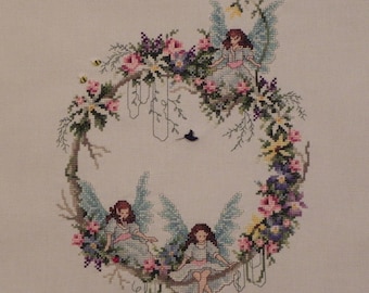 Fairy Ring Cross Stitch Picture - Completed & Handmade