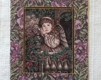 Little Girl Angel Needlepoint Picture - Completed & Handmade