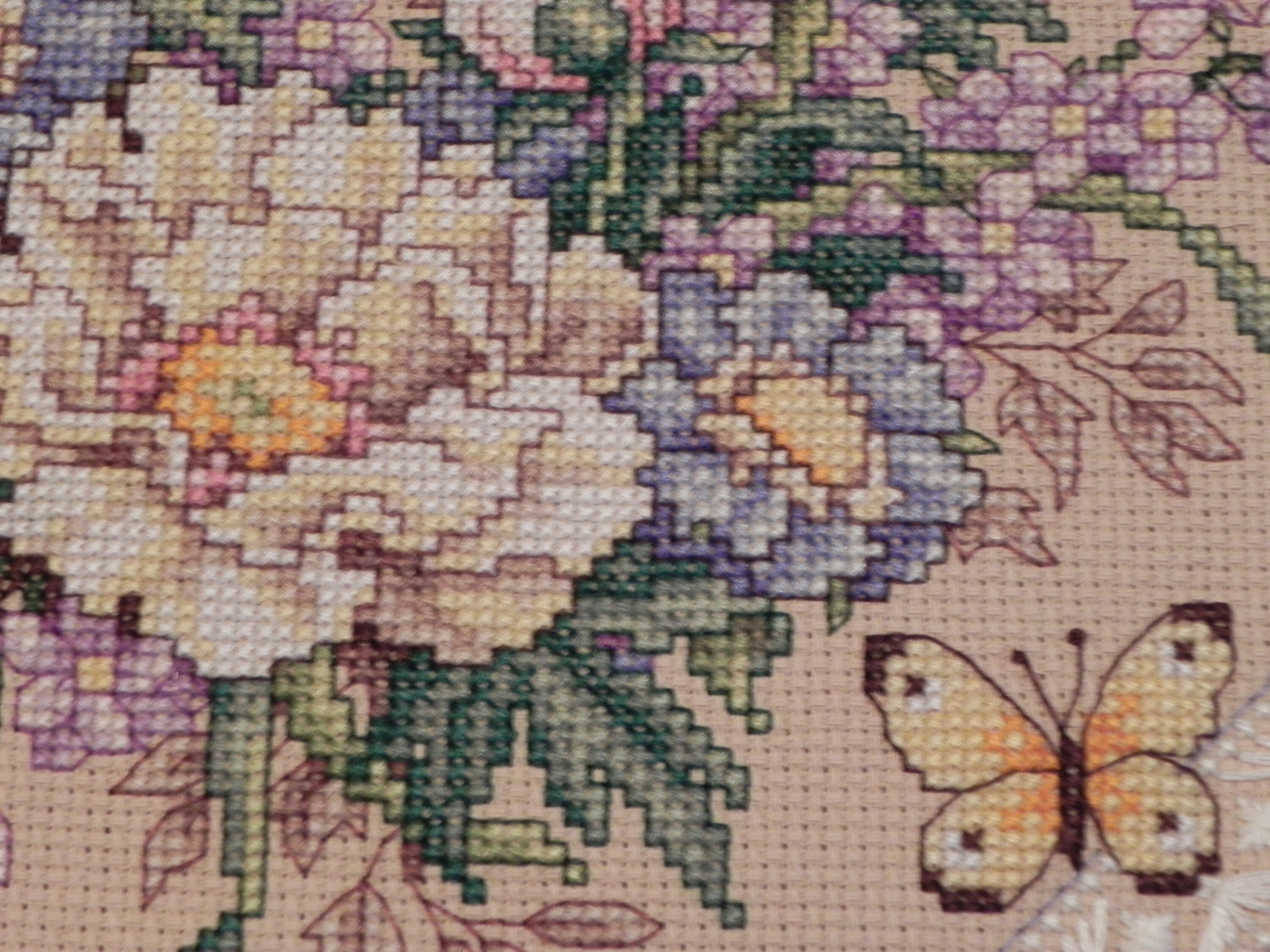 Flowers and Lace CrossStitched Picture Etsy