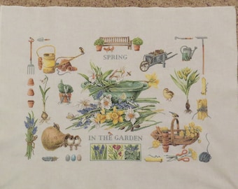 Spring Garden Cross Stitch Picture - Completed & Handmade