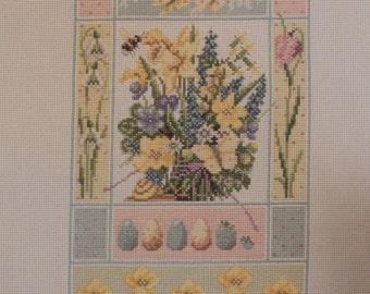 Spring Bouquet Montage Cross Stitch Picture - Completed & Handmade