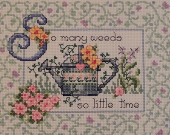 Gardener's Motto Cross Stitch Picture - Completed & Handmade