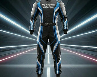 Aangepast zwart racepak (CIK/FIA-goedgekeurd) - race-uniform in professionele stijl - skelterpak vlammend design - My Elegance Collection