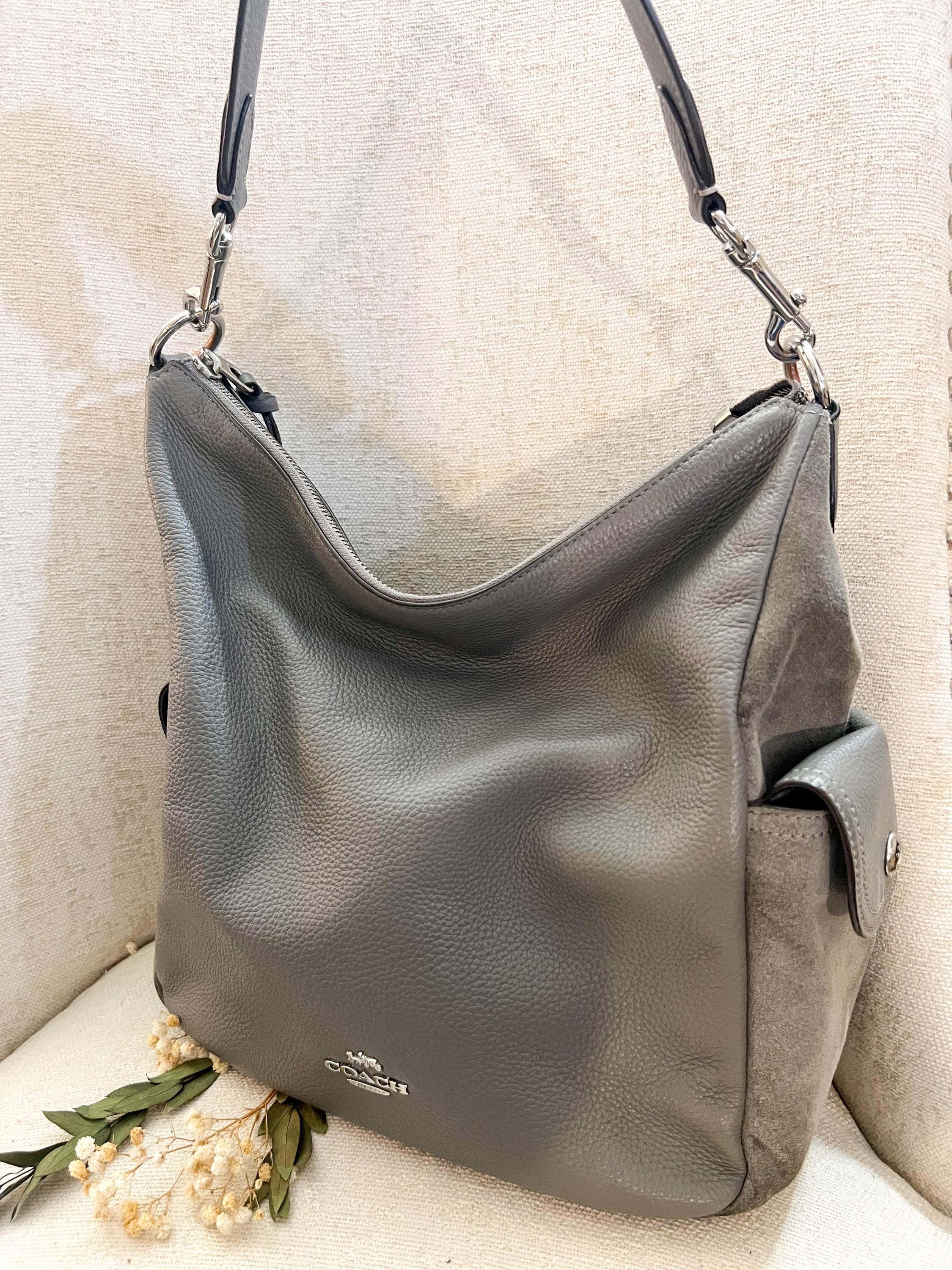 Coach Pennie Bag in Gray Leather & Suede | Style C1522 | Slouchy