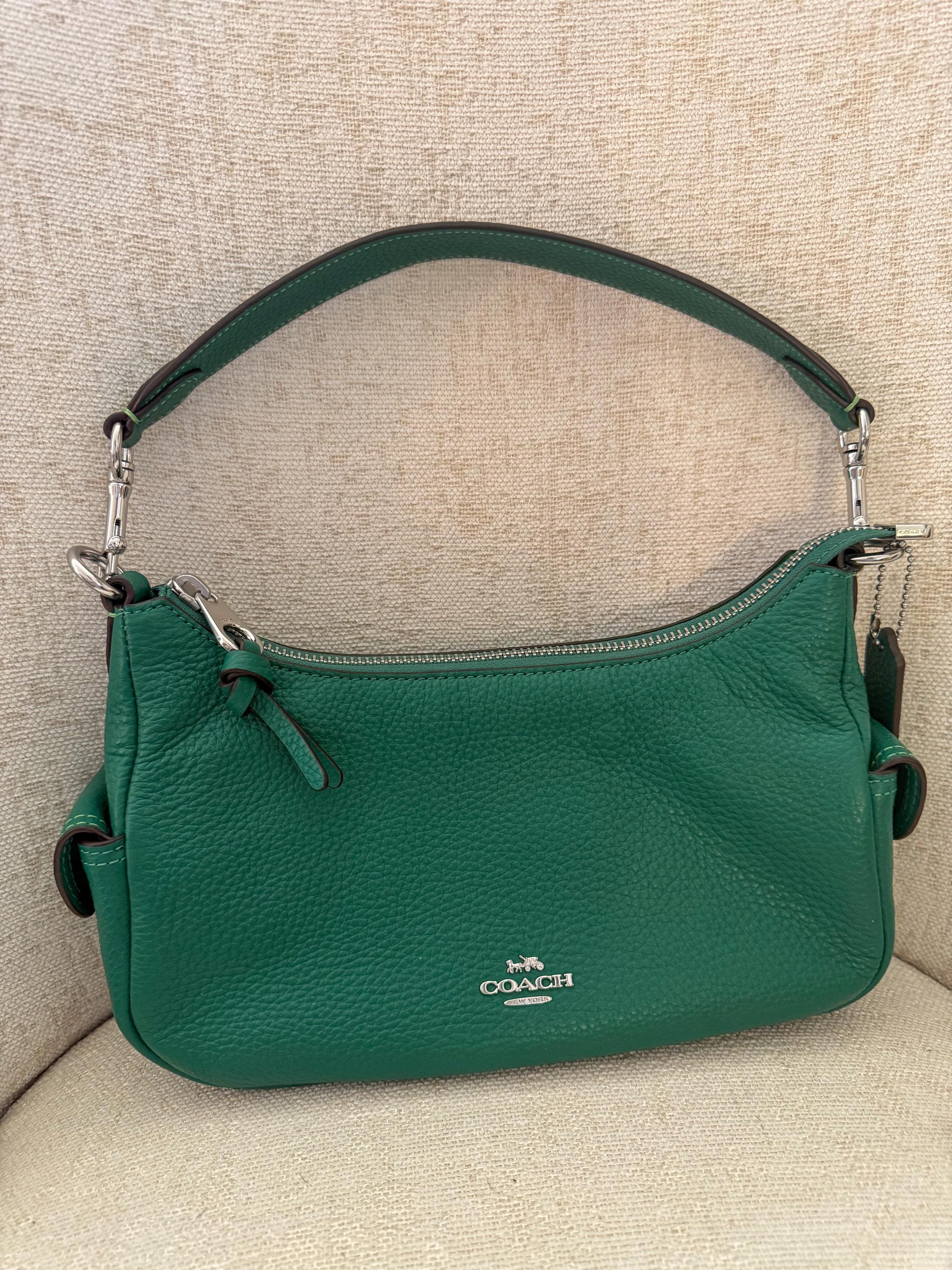 Coach Mint Green Pebbled Leather Half-Moon Crossbody