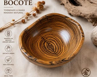 Handmade Bocote Wood Bowl – Mexican Bocote Artisan Bowl – Natural Wood – Wabi Sabi Decor – Artisan Fruit Bowl