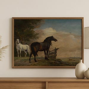 Vintage Horse Painting Print, Paulus Potter Pastoral Landscape Art, 17th Century Animal Wall Decor, Pastoral Landscape Print #79