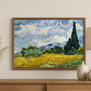 Van Gogh Wheat Field Printable, Digital Download Wall Art, Famous Landscape Painting, Instant Art for Home Decor, Famous Painting #91