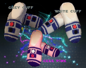 R2-D2 Slippers- hand knitted and inspired by Star Wars