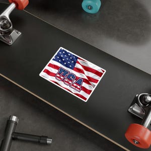 USA Vinyl Sticker, Patriotic Decal, American Flag Laptop Decal, Red White Blue Car Sticker, Independence Day Decal, Outdoor Sticker,
