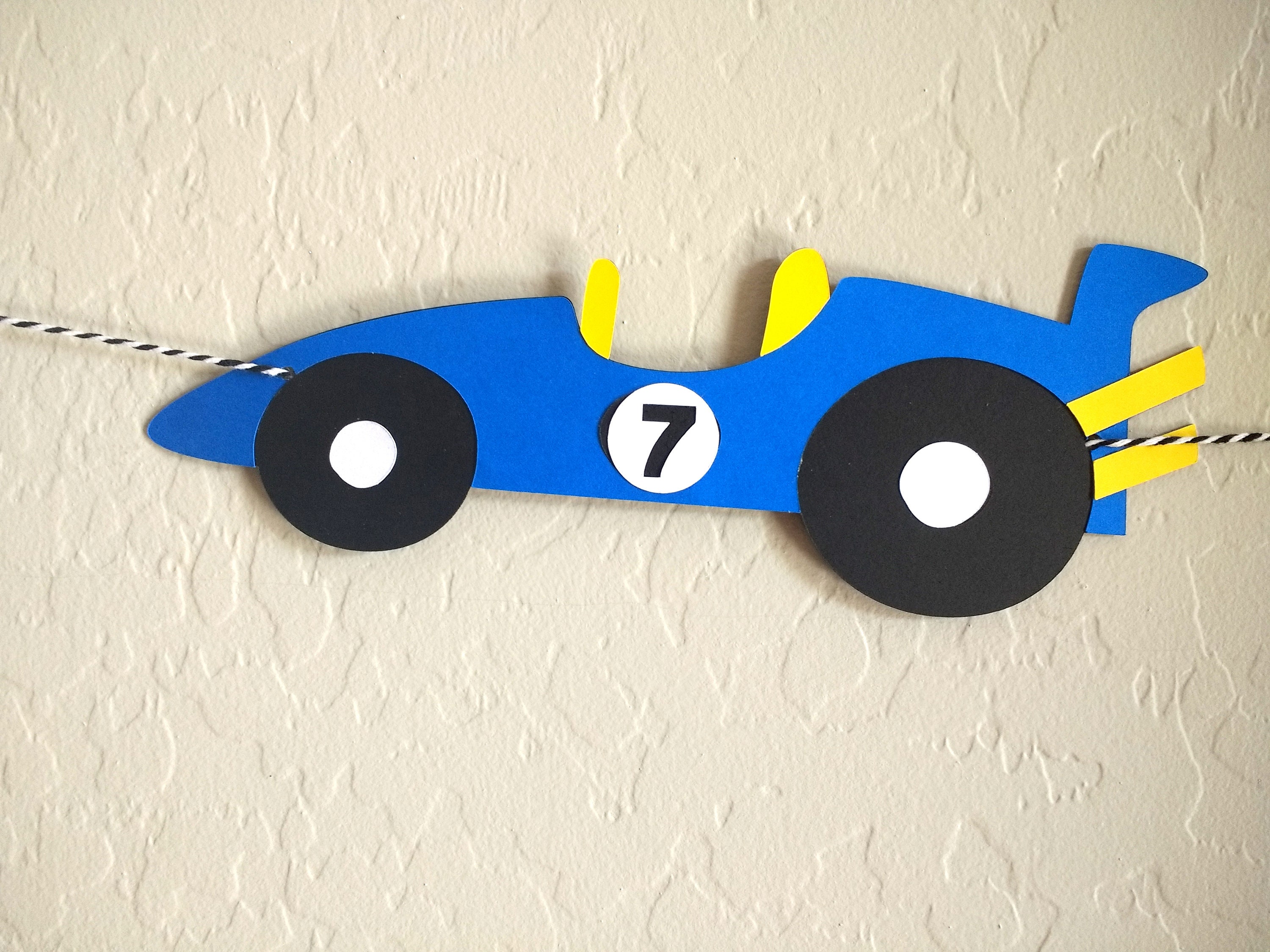 Rennwagen Geburtstags-Deko Mit Trophäen - Hölzerne Tischdekoration Nummer 7