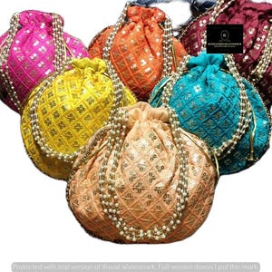 Embroidered Velvet Potli Bag: Ethnic Drawstring Pouch, Wedding Favor Wholesale Lot Of 1-100 Pcs