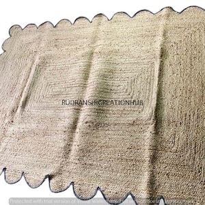 Indian Handmade Solid Natural Jute Braided Rug Custom Size Living Room Rug Warm Vintage Rug Rectangle Jute Carpet Turkish Boho Rug All Size