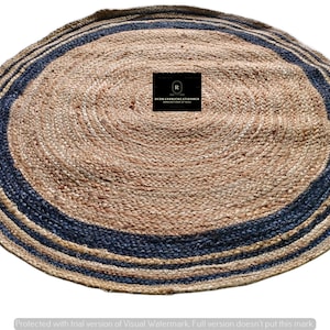Indian Handmade Jute Round Rug, Boho Home Decor Patio Rustic Jute Area Rug Table Round Rug, Circle Jute Rag Rug, Indoor Floor Decor Rug