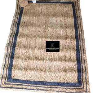Indian Handmade Solid Natural Jute Braided Rug Custom Size Living Room Rug Warm Vintage Rug Rectangle Jute Carpet Turkish Boho Rug
