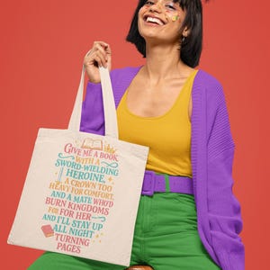 Fantasy Book Lover Tote Bag | Sword-Wielding Heroine Quote | Book Lover Gift | Reading Tote | Library Essentials