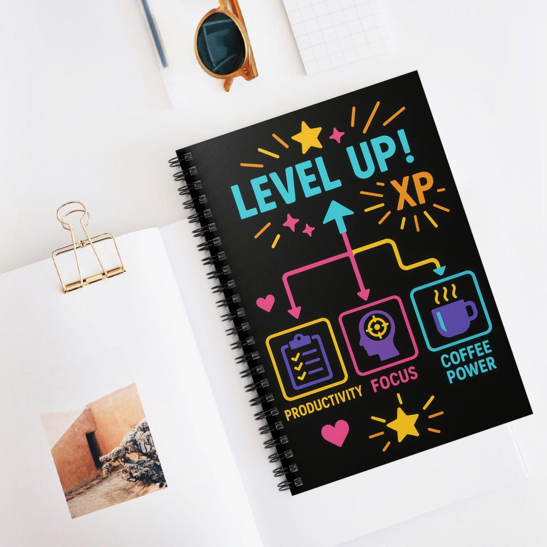 Gaming Achievement Spiral Notebook, Gamer Gift, School Supplies, Level ...