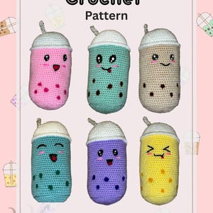 Crochet Pattern – Boba Buddies PDF (Amigurumi Bubble Tea Plushies)
