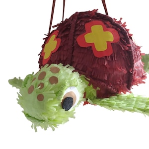 Schildkröten-Piñata – klassisch oder Pull-String – Handgemachte Partydekoration (60×30×20 cm)
