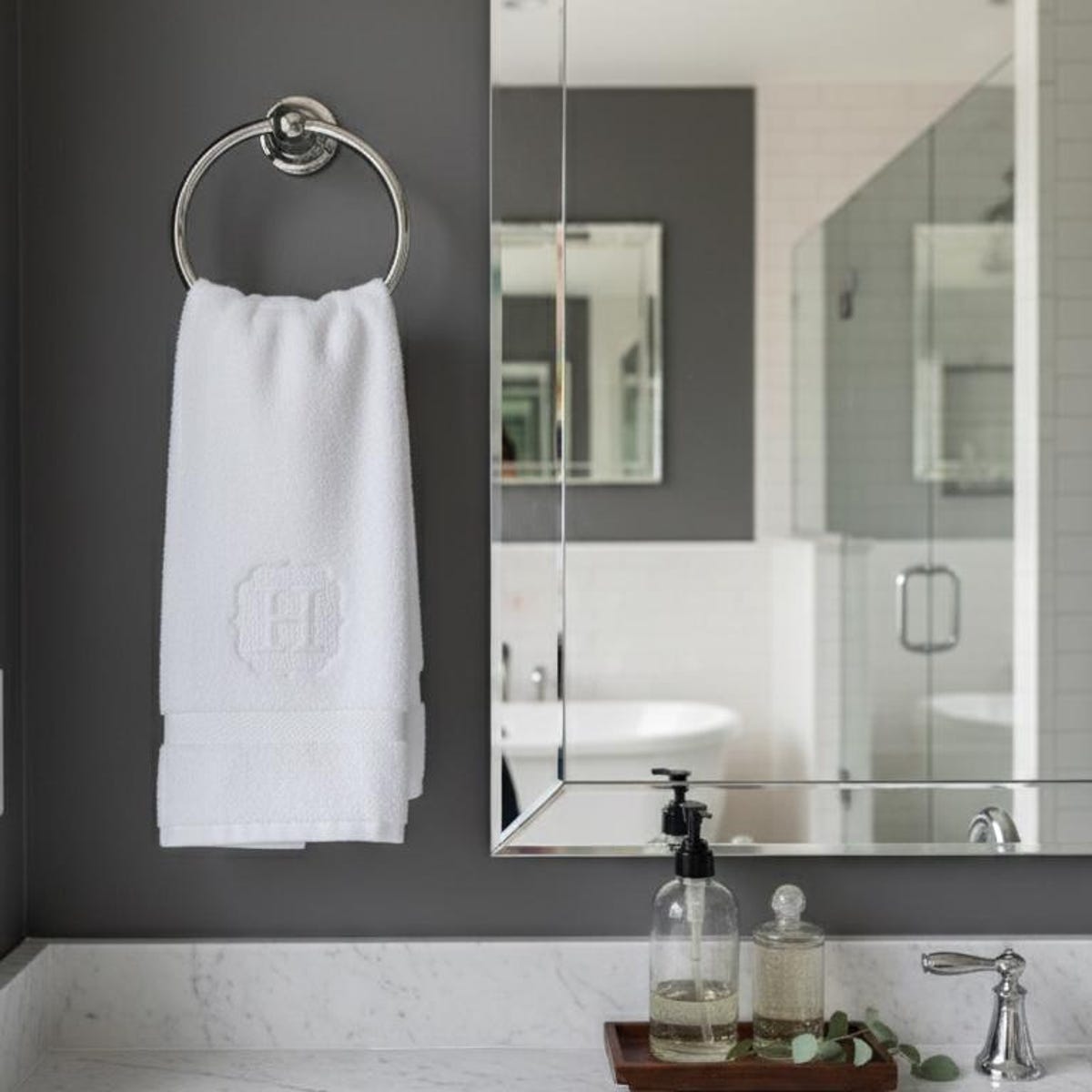 Custom Hand Towel Embossed Embroidery | Name Initial Decorative Towel