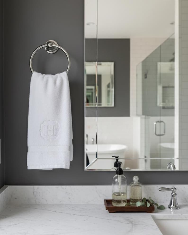 Custom Hand Towel Embossed Embroidery | Name Initial Decorative Towel