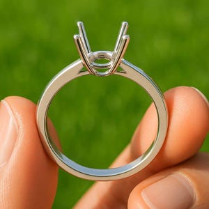 Sterling Silver Solitaire Ring Setting: 4 Prong Round Stone Mount | KAUSAR GEMS JEWELERS