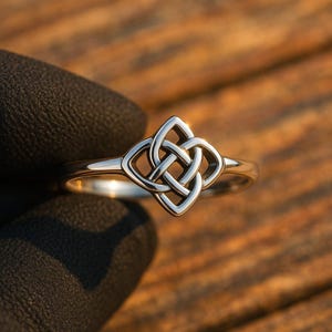Sterling Silver Celtic Knot Ring – Dainty Trinity Knot Band, Handmade Silver Ring for Women, Symbol of Eternity, Minimalist Promise Ring