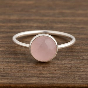 Rosenquarz 925 Sterling Silber Ring: Minimalistischer Edelstein Schmuck | KAUSAR EDELSTEINE JUWELIER