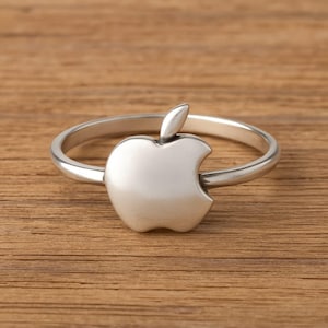 Sterling Silver Apple Logo Ring: Tech-Inspired Minimalist Jewelry | KAUSAR GEMS JEWELERS