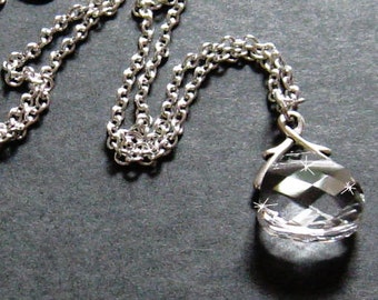 Swarovski Clear Crystal Necklace Sterling Silver Crystal Briolette Collar Bridal Collar Damas de Honor Regalo, Joyería de boda de cristal claro